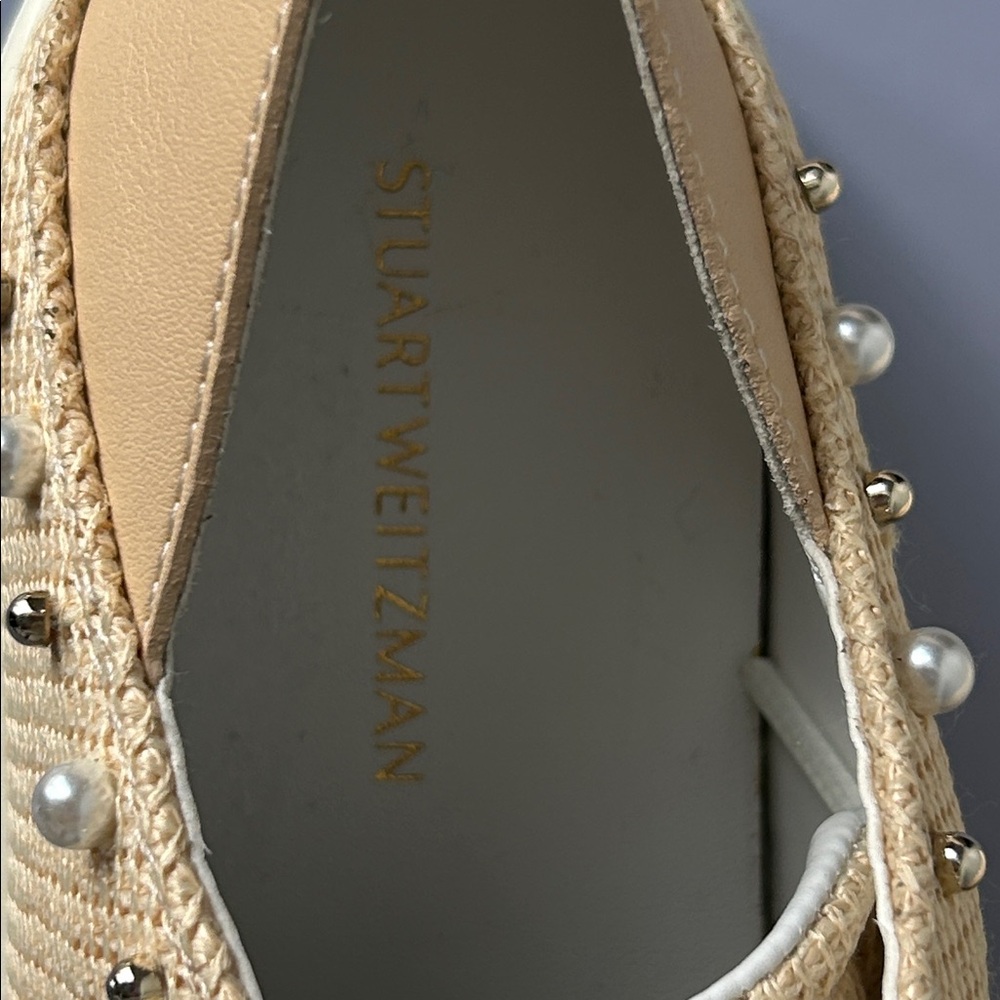 Stuart Weitzman Natural Embellished Platform Sneakers Sz 7 US $395 - Picture 14 of 15
